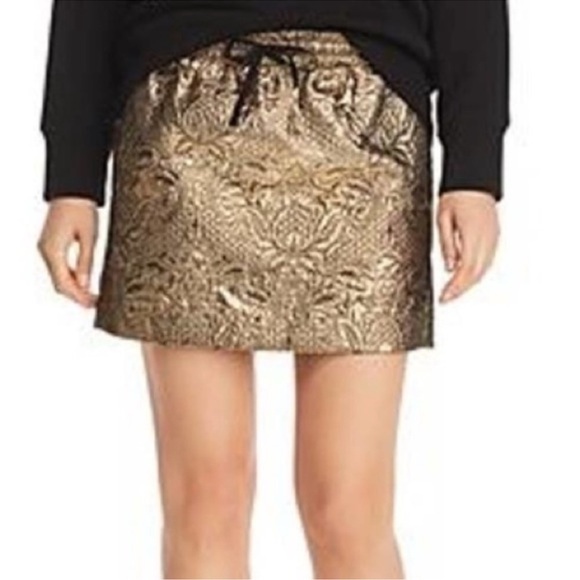 Zadig & Voltaire Metallic Gold Mini Skirt size 38 - Picture 2 of 9